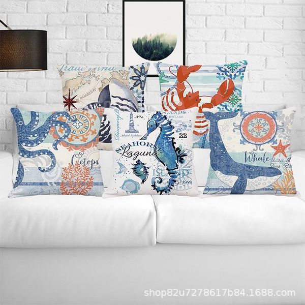 

cushion/decorative pillow simple hand-painted marine life series home linen pillowcase 18x18in living room sofa cases 45x45cm decoration
