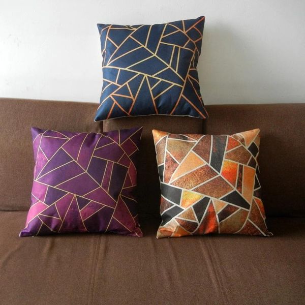 

cushion/decorative pillow double european emerald copper geometric sofa throw pillows black grey pink blue stone triangles cushion cover hom