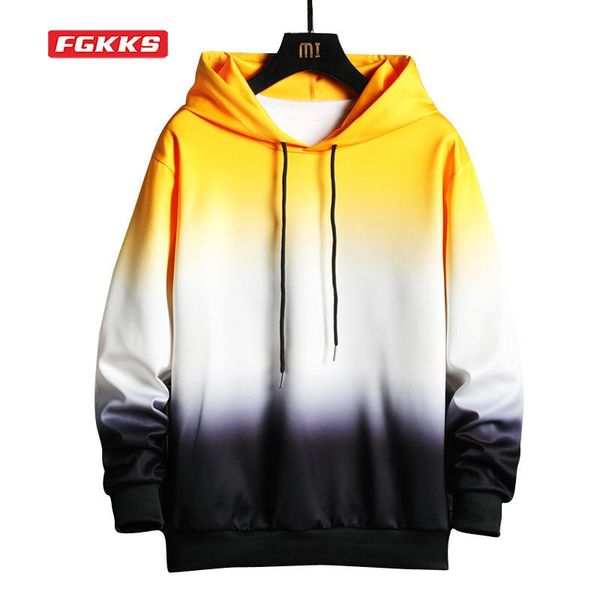

men's hoodies & sweatshirts fgkks 2021 autumn and winter mens hooded men fashion trend casual long-sleeved street sportswear clothing t, Black