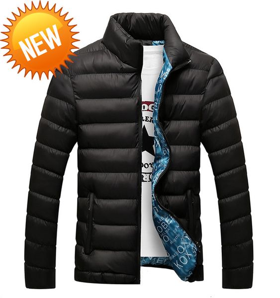 

2021 winter men down jacket slim fit stand collar men's large code pure cotton suit garment thickened wear, Black