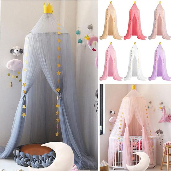 

mosquito net hanging round baby kids lace four corner student canopy bed for children girls room decoration