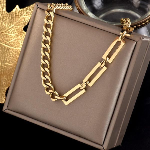 

chains titanium steel cuba necklace hip hop street thick chain clavicle heavy industry choker light luxury yourmistery, Silver