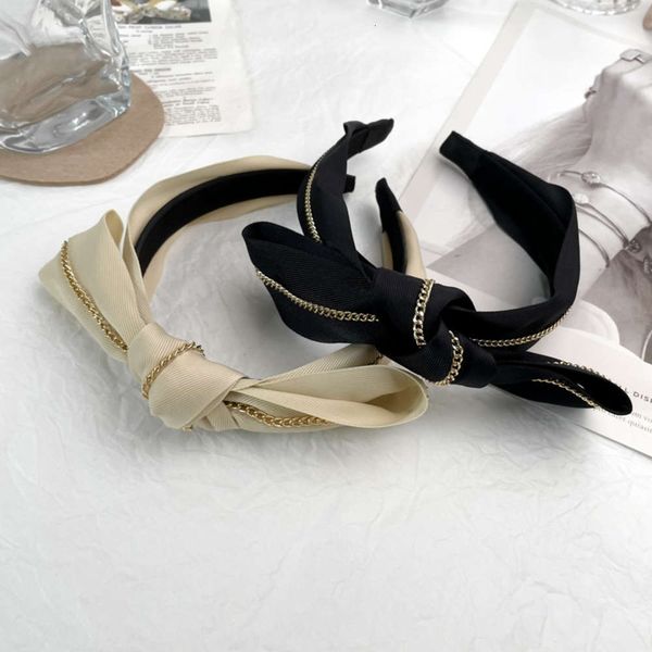 

quality version color chain bow, wide edge hoop, lady, Black;brown