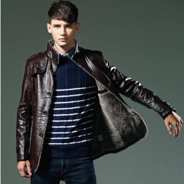 

men's fur & faux arrive motorcycle leather jackets men ,men's jacket, jaqueta de couro masculina,mens, Black