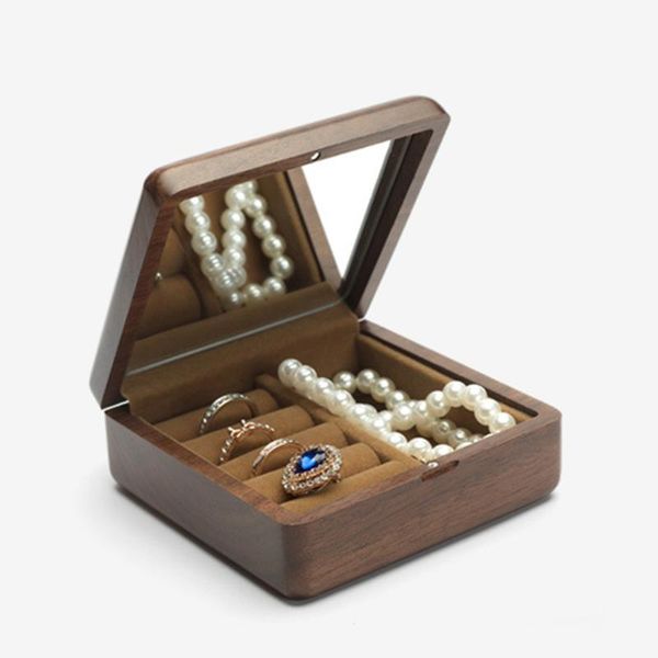 

jewelry pouches, bags travel retro wood box wooden packing case wedding ring necklace bracelet organizer women men display gift for couple, Pink;blue