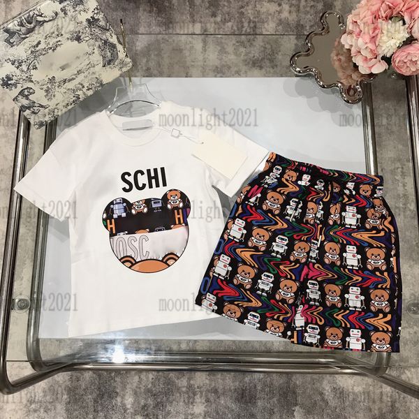 

summer kids brand designer white t shirts+ beach shorts sets casual bear printing sports suits cotton tracksuits childrens suit clothing cot