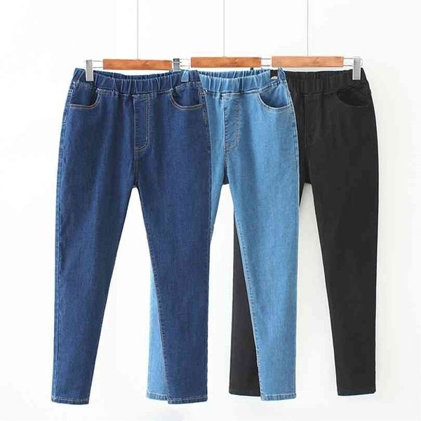 

high waist vintage skinny jeans women large size s-6xl stretch casual denim pants female elastic wais street trousers 210924, Blue