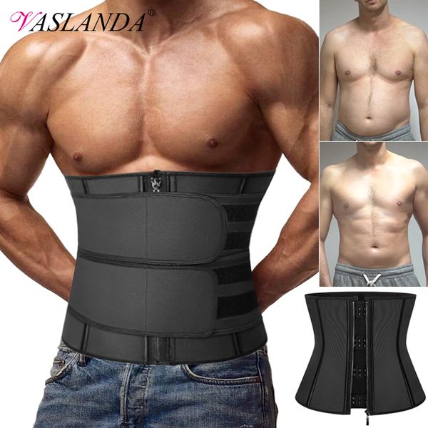 

men latex waist trainer cincher corset for weight loss body shaper waist trimmer belt slimming shapewear workout belly girdles