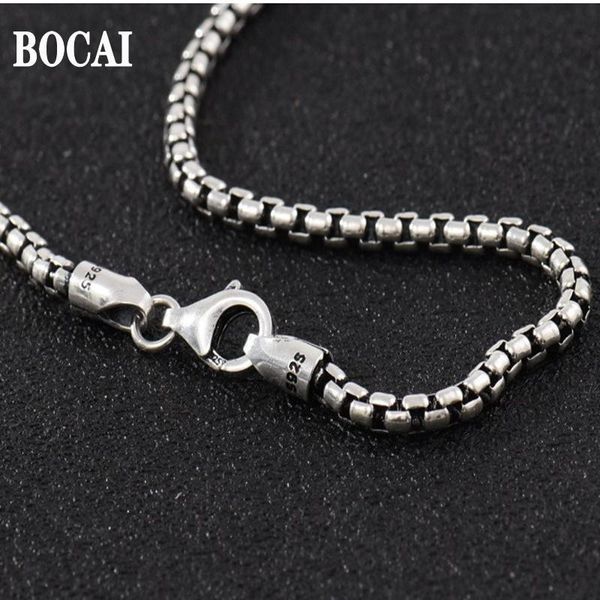 

chains 3mm 2021 trendy pure s925 silver jewelry retro round box cchain personality fashion man and women necklace