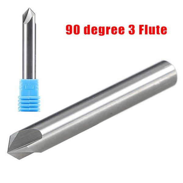 

1pc chamfer mill cutter 90-degree 3-flute carbide end 8mm shank for aluminum cnc router bit professional drill bits