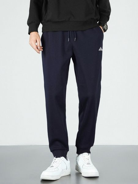 

men letter & geo print drawstring waist thermal sweatpants o08c#, Black