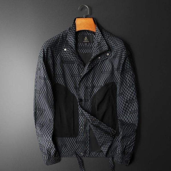 

men's jackets 2021 autumn fashion trend lapel lattice stitching men jacket vintage brand bomber outfit, Black;brown