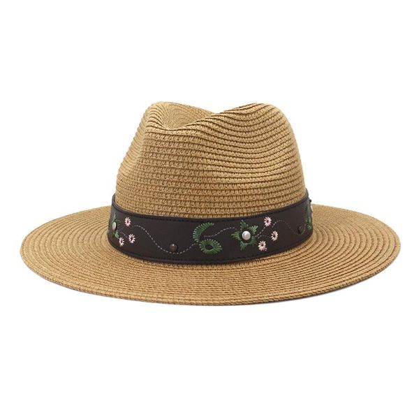

wide brim hats sun hat for women summer trendy personality printed outdoor travel seaside shade fashion jazz straw hz104, Blue;gray