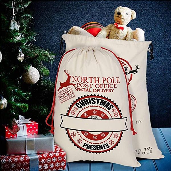 

christmas decorations bag santa sack canvas for gifts storage candy bags with drawstrings xmas tree fireplace hanging decor party