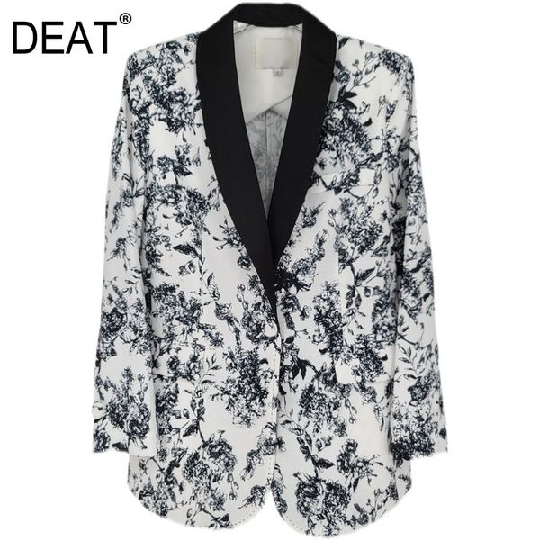

summer women clothes v-neck full sleeves printed inks single breasted loose fits female blazer fashion wp91900l 210421, White;black