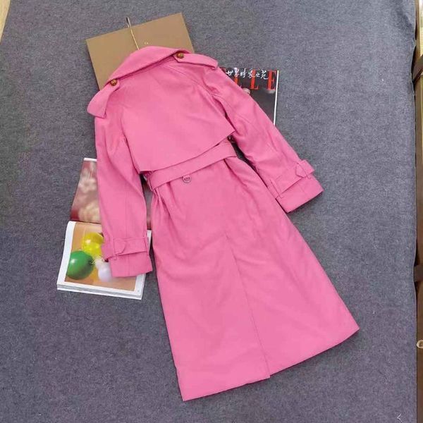 

women's trench coats british double breasted long coat fashion classic pink green, Tan;black