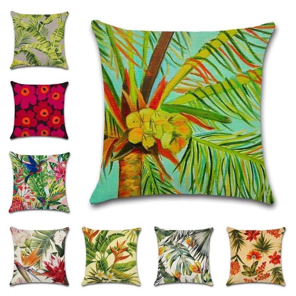 

cushion/decorative pillow plants leaves flowers pattern linen cushion cover pillowcase decoration for home sofa chair living room throw gift