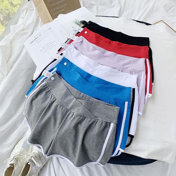 

maternity bottoms 8247# leisure pants low waist shorts support abdomen elastic for pregnant women summer trousers, White
