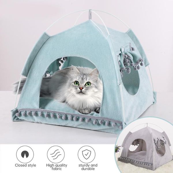 

cat beds & furniture summer tent pet house floral breathable soft fabric pets nest bed foldable suitable kitten sleeping cave dog kennel