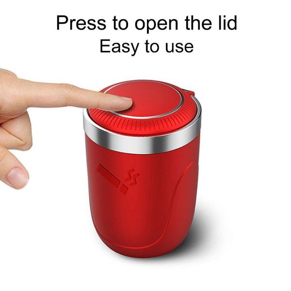 

car organizer ashtray smoking stand detachable cylinder cup holder with led lights creative cigarette dustbin smoke portable