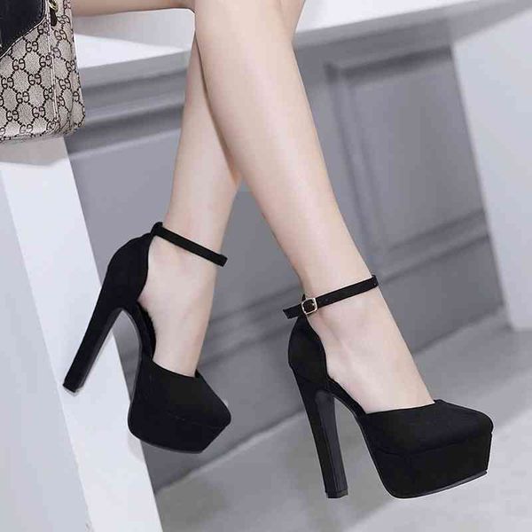 

zapatos grueso a para mujer, calzado boda 14 cm, plataforma tacn alto, de dos piezas, aterciopelados, con, Black