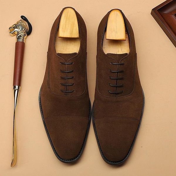 

dress shoes brand summer fashion suede genuine cow leather formal men pointed toe breathable groom wedding zapatos, Black