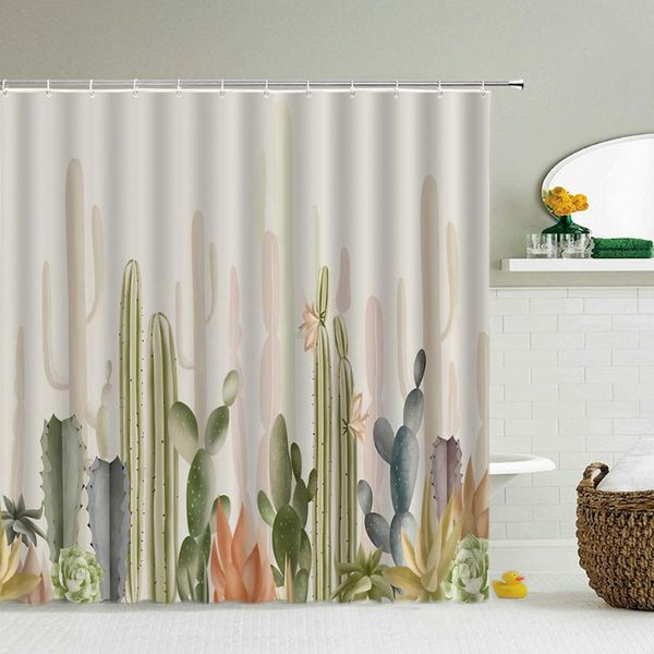 

shower curtains cactus bathroom green leaf plant waterproof polyester nordic home decoration bath room decor