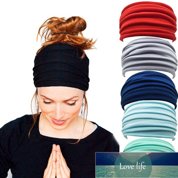 Novas Mulheres Sólidas Cor Headbands Yoga Sport NonsLip Elastic Wide Headband Bandas Head Bands Turbante Acessórios de Cabelo Acessórios de Fábrica Preço Especialista Qualidade Mais Recente