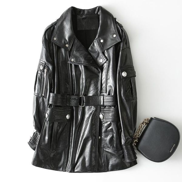 

women's leather & faux real jacket autumn women 100% genuine sheepskin coat female korean jackets for clothes 2021 my3851 s, Black