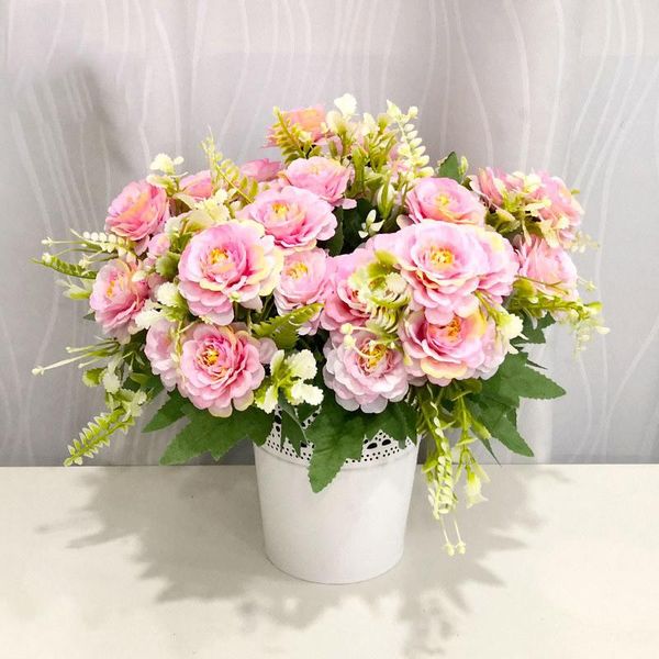 

decorative flowers & wreaths 7 flower head simulation filigree rose wedding party home garden decoration bridal bouquet diy craft wreath acc