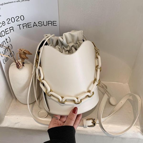 

solid color tote bucket bag 2021 fashion quality women's pu leather designer handbag high capacity shoulder messenger bags