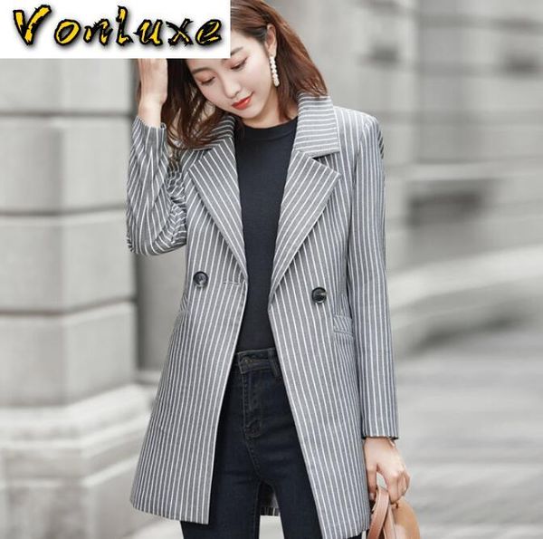 

blazer women blazers and jackets femme long coat stylish stripe designer casual elegant office ladies formal work wear plus size women', White;black