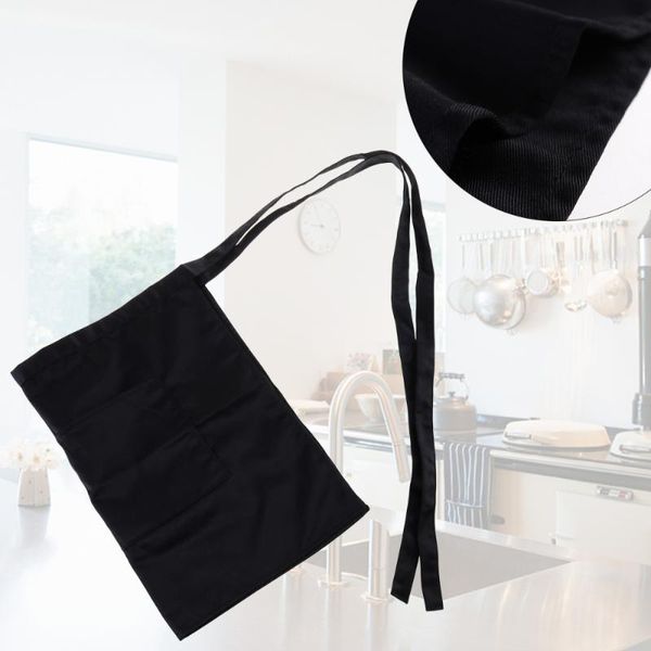 

aprons durable short waist apron with pocket for chef /waiter /waitress (black)