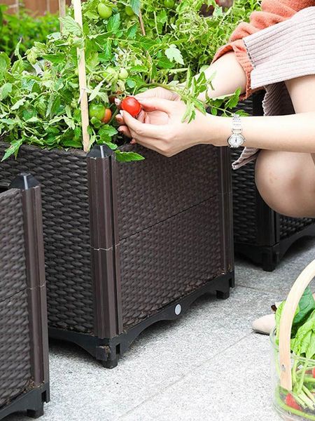

planters & pots european family balcony vegetable pot modern planting box rectangle plastic flower raised garden bed 2021