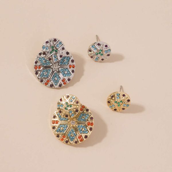 

new style exaggerated exquisite diamond inlaid round earrings, colorful earrings and trendy earrings, Black