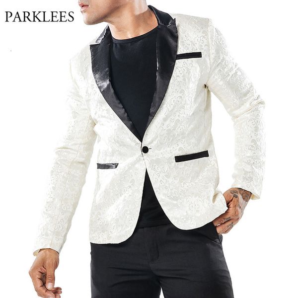 

black blazer men fashion jacquard flower costume homme party stage singer host wedding groom mens blazers suit jacket xxl, White;black