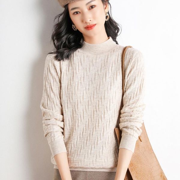 

women's sweaters wool knit sweater women autumn winter fashion warm loose pullover long sleeve half turtleneck jumpers elegant office l, White;black