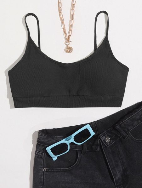 

rib-knit cami 90zx#, White