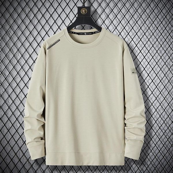 

men's hoodies & sweatshirts 2021 long sleeve t-shirt bottoming shirt youth 8xl large size loose trend spring and autumn thin round neck, Black