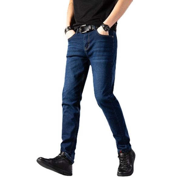 

men's jeans 2021 spring autumn men's blue smart casual fashion slim fit plus size retro denim trousers