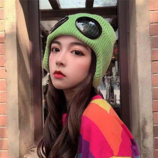 

beanie/skull caps women autumn winter ski knitted hat female windproof warm ear protection beanie cold cap casual all-match fashion skullcap, Blue;gray
