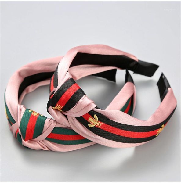 

women girl headbands wide red green bee knot korean vintage hairband sweet hair accessories head wear wholesale fashion 1