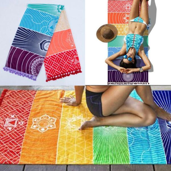 

yoga mats polyester bohemia wall hanging india mandala blanket 7chakra colored tapestry rainbow stripes travel summer beach mat