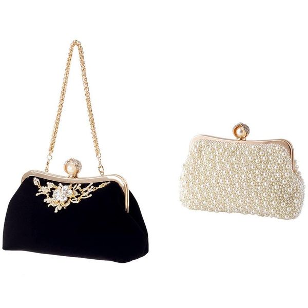 

evening bags 1 pcs female diamond pearl handbag crystal flower bag black & beaded cream cluthes