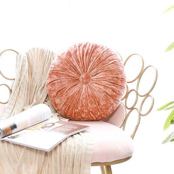 

cushion/decorative pillow round pumpkin shape seat cushion anti-decubitus home decor solid velvet massage throw