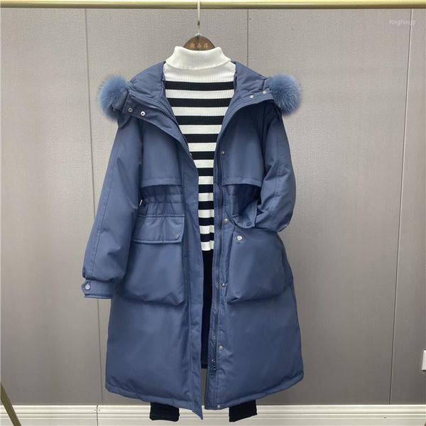 

women's down & parkas winter coat women hooded puffer jacket fur collar jackets for 2021 coats lady midi clothes veste femme hly146, Black