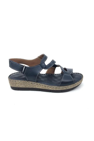 

sandals women's navy blue genuine leather, Black