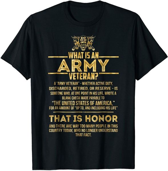 

what is an army veteran t-shirt gold foil effect size s-5xl, White;black