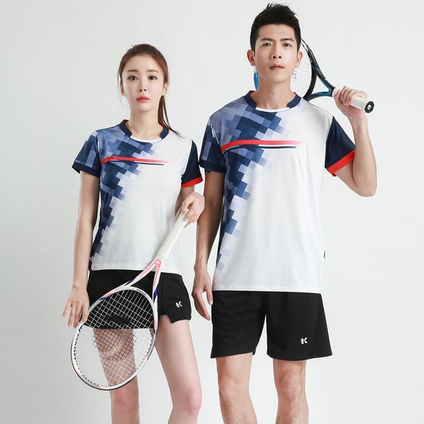 

summer badminton clothing tennis sportswear korean sportswear men's and women's personalized breathable volleyball suit printed, Gray;blue