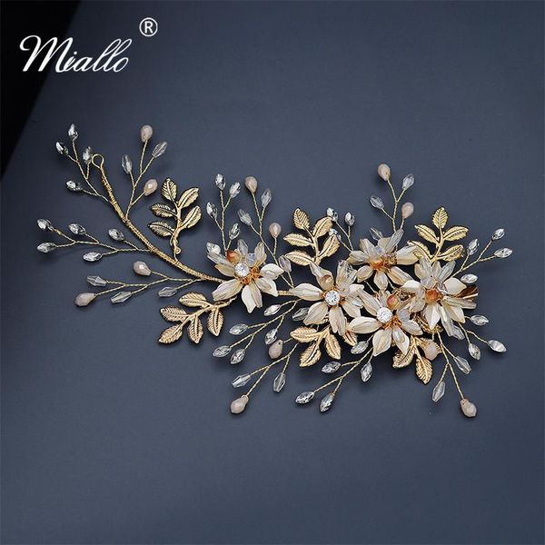 

hair clips & barrettes miallo classic flowers gold wedding handmade bridal ornaments austrian crystal bride bridesmaids headpieces, Golden;silver